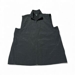 EILEEN FISHER RAYON NYLON COTTON FULL ZIP TWO SIDE POCKETS VEST SIZE S